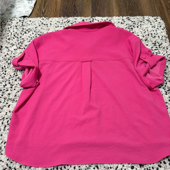 SEZANE Laurine Button Down Collared Boxy Shirt Sz S Small Hot Pink Loose Bright - Picture 11 of 11
